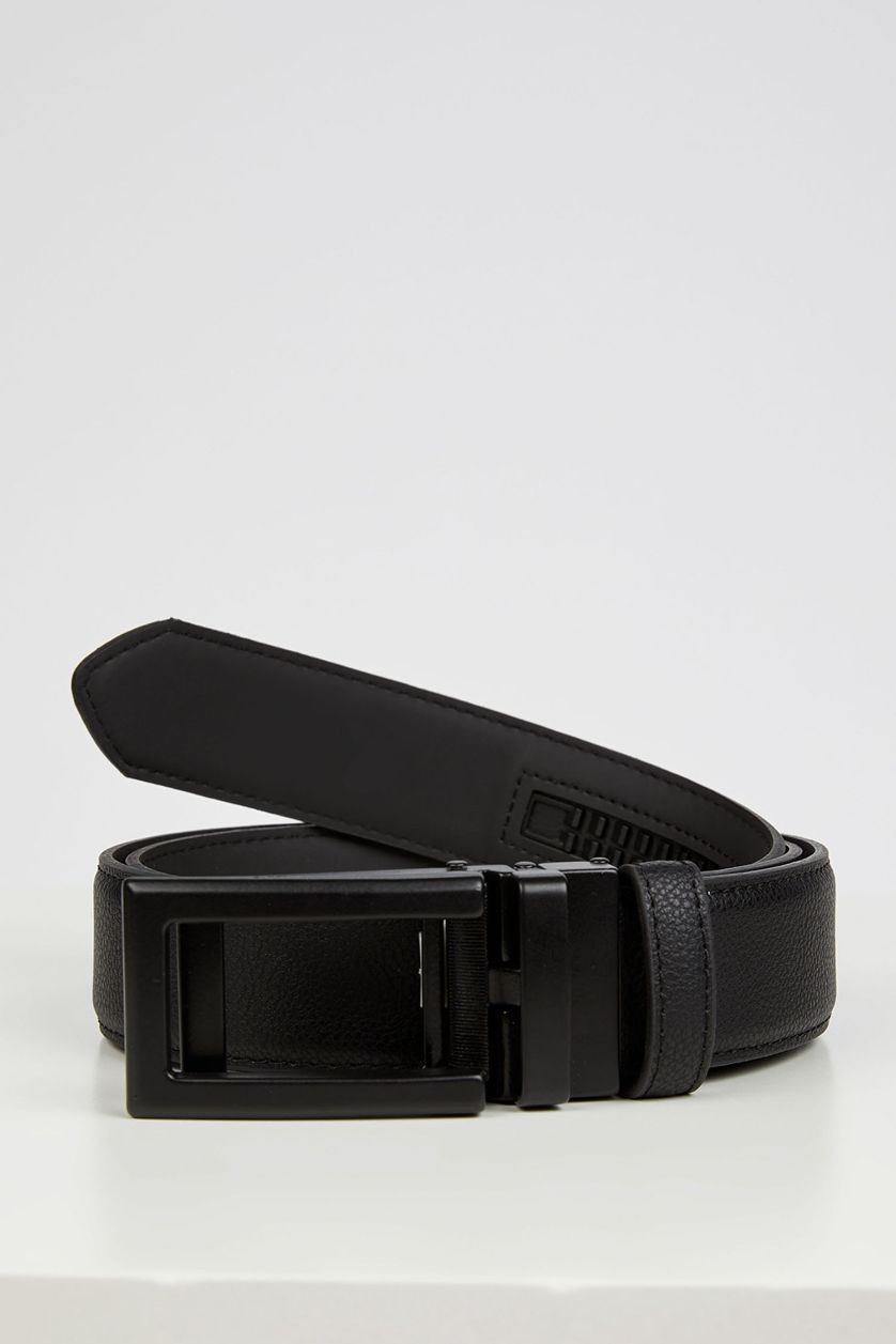 MAN Black Men's Automatic Buckle Railed Holeless Belt