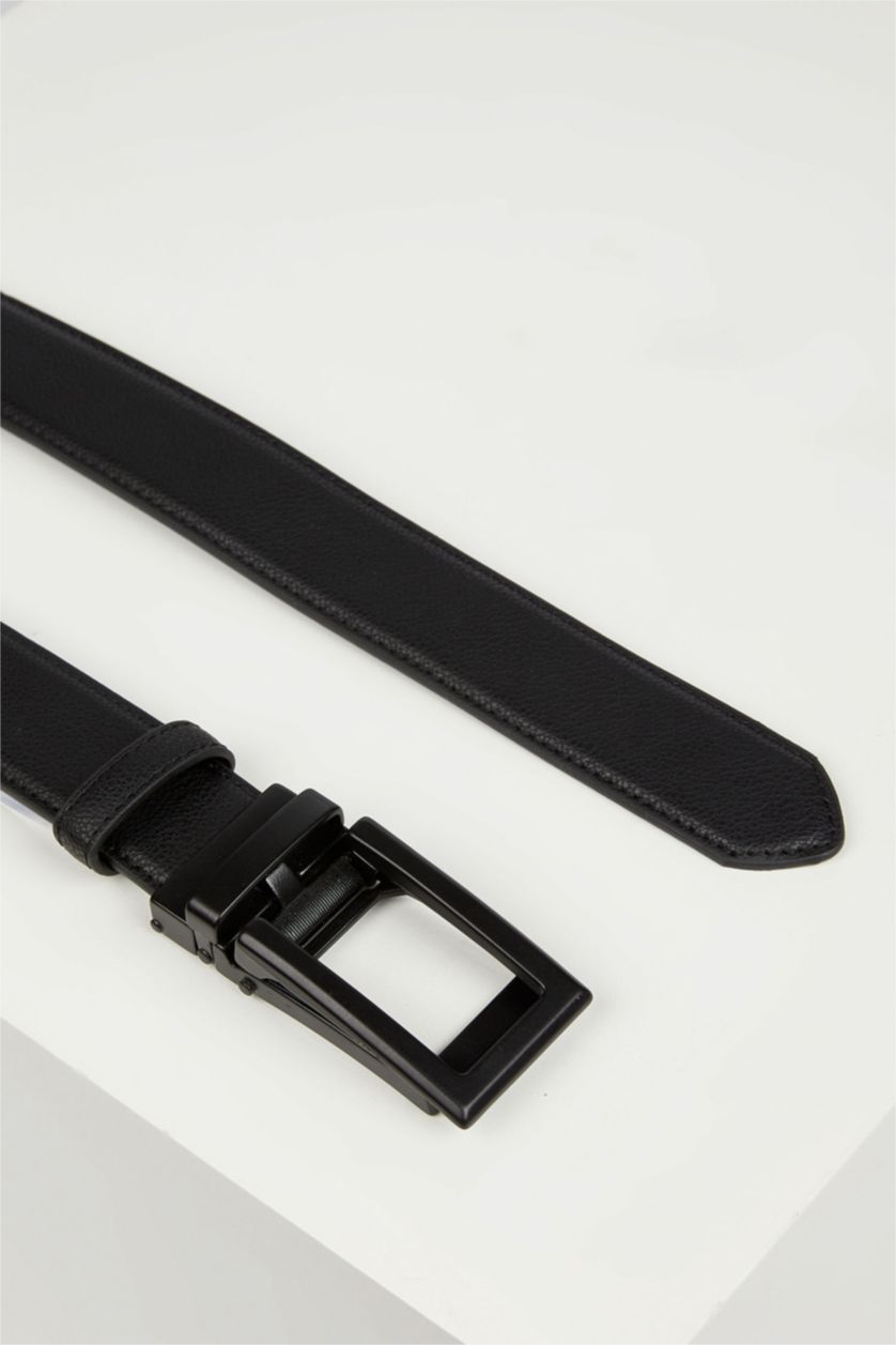 MAN Black Men's Automatic Buckle Railed Holeless Belt