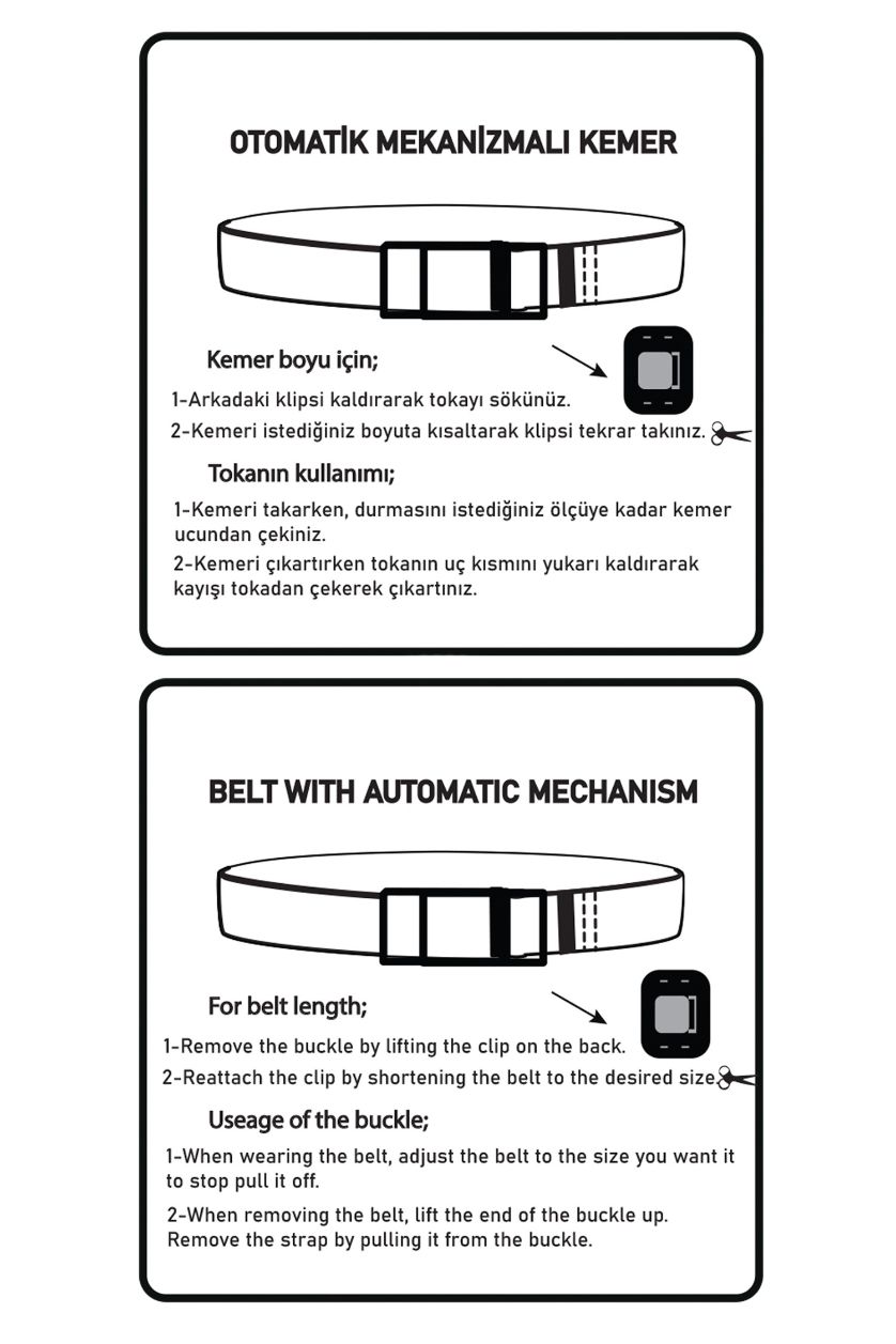 MAN Black Men's Automatic Buckle Railed Holeless Belt