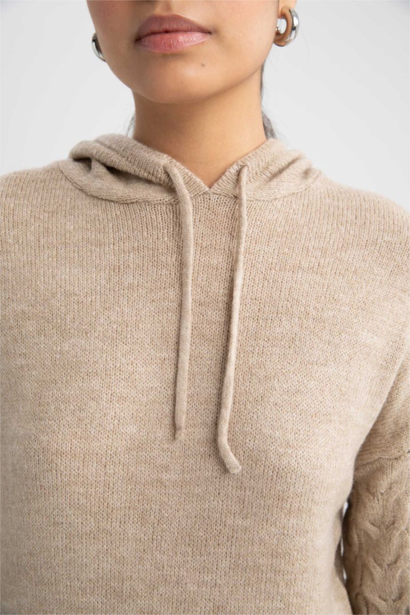 WOMAN Beige Regular Fit Hooded Tunic