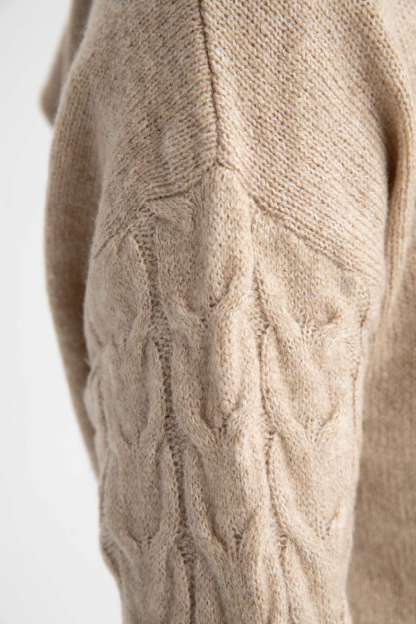 WOMAN Beige Regular Fit Hooded Tunic