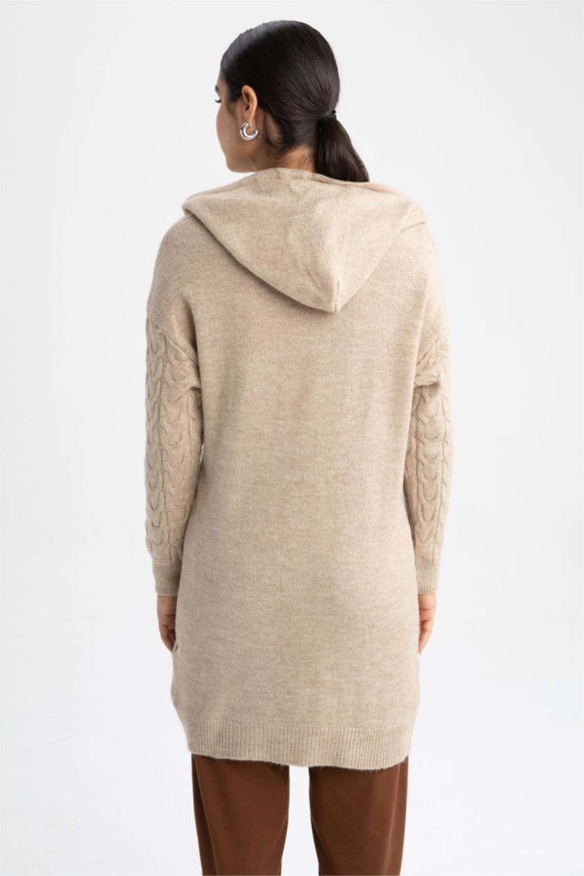 WOMAN Beige Regular Fit Hooded Tunic