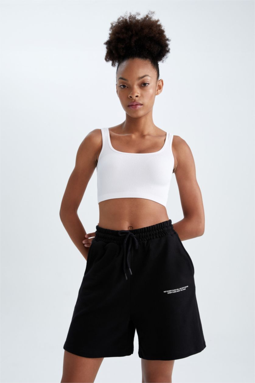 Женщины Черный Шорты оверсайз из хлопка для женщин