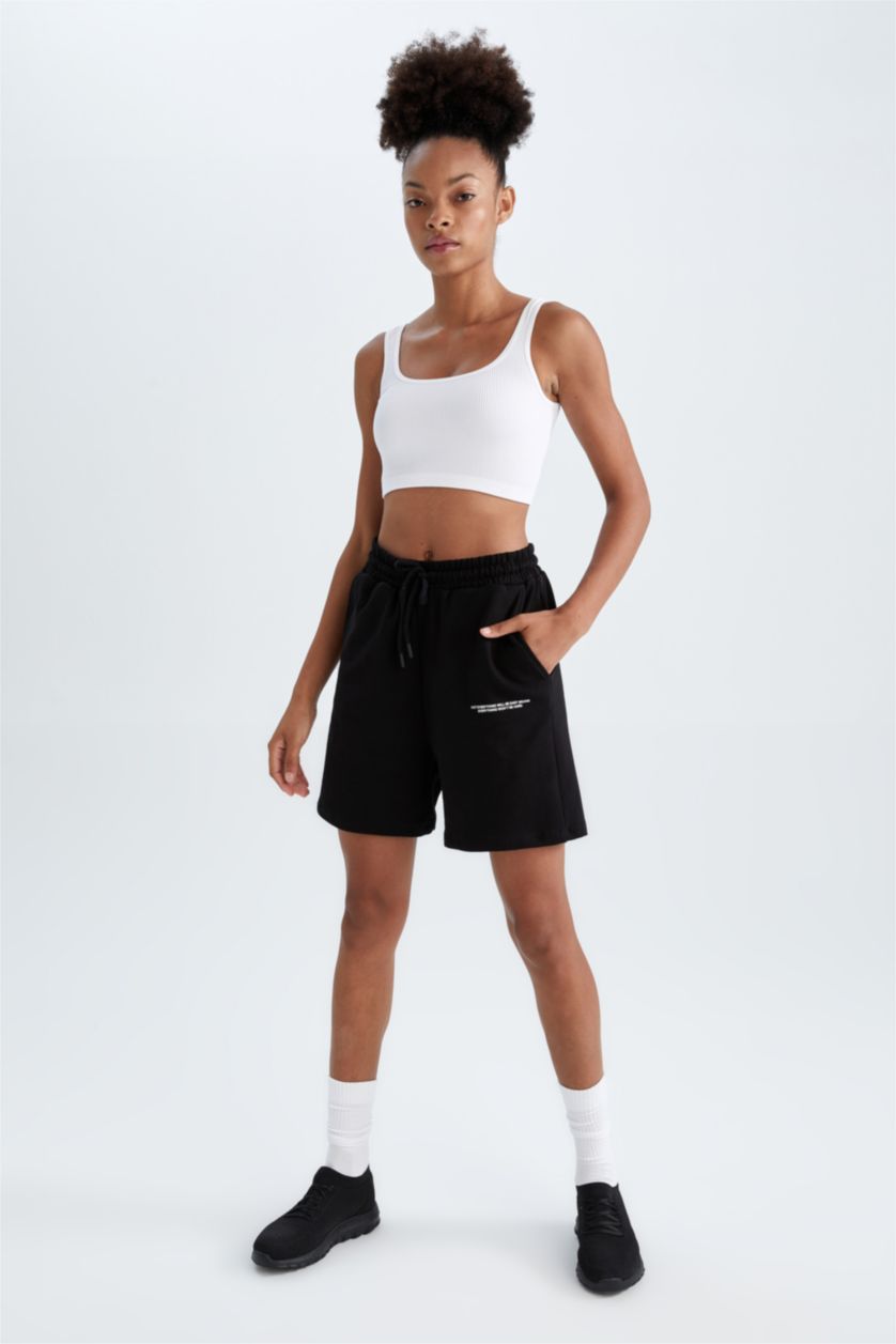 Женщины Черный Шорты оверсайз из хлопка для женщин