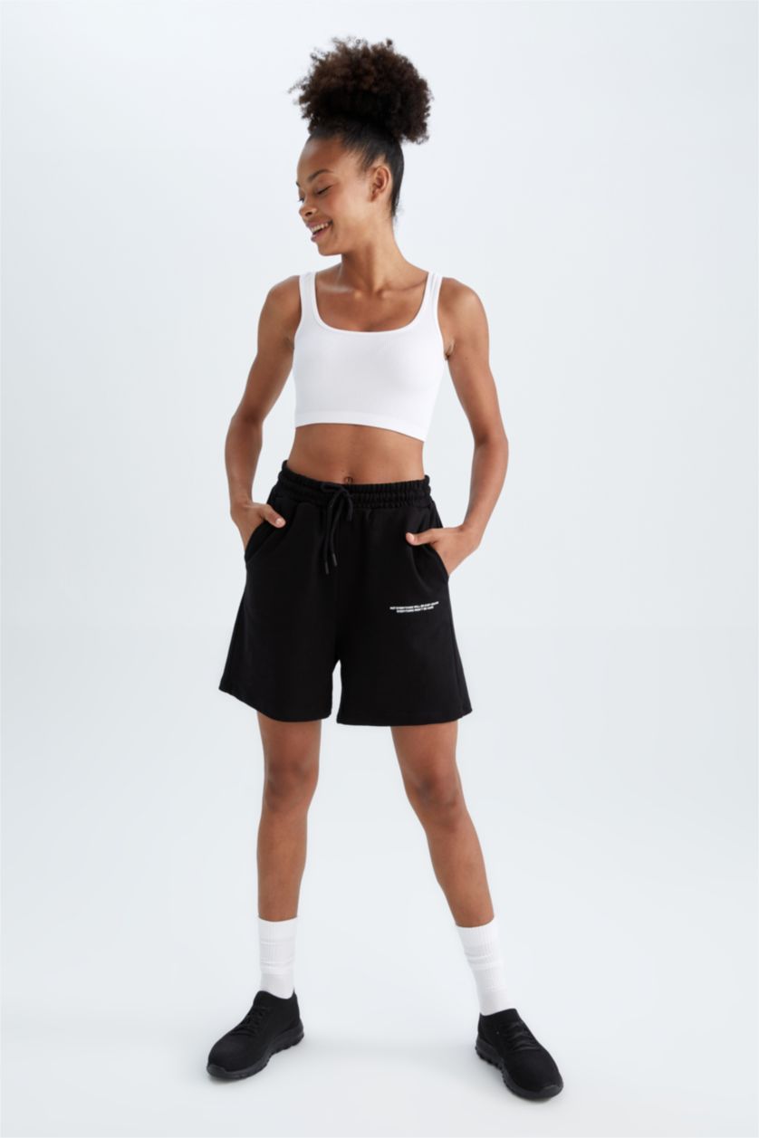 Женщины Черный Шорты оверсайз из хлопка для женщин