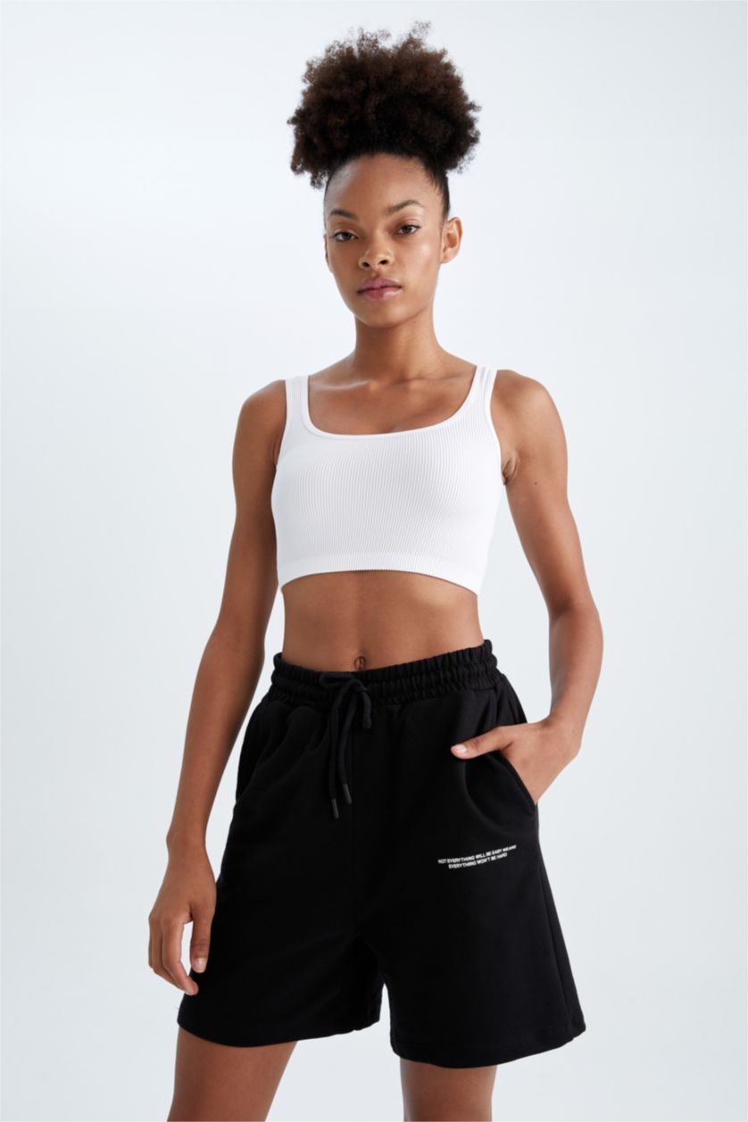 Женщины Черный Шорты оверсайз из хлопка для женщин