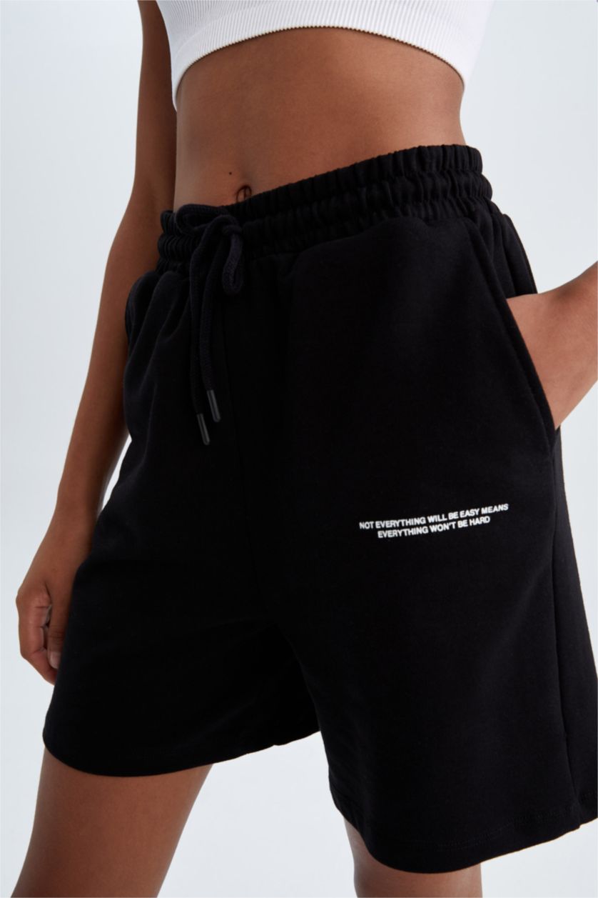 Женщины Черный Шорты оверсайз из хлопка для женщин