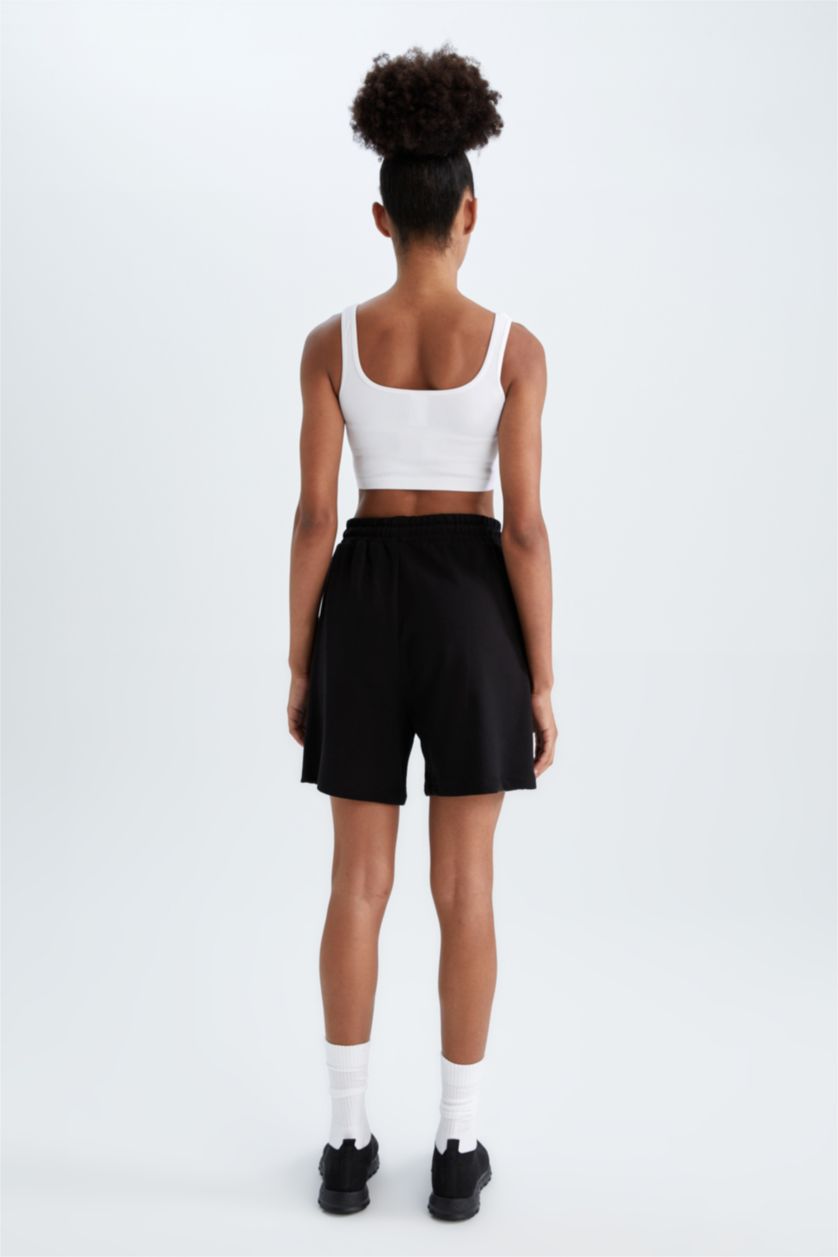 Женщины Черный Шорты оверсайз из хлопка для женщин