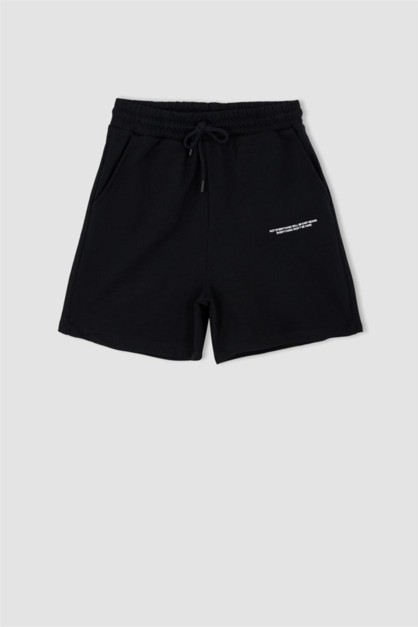 Женщины Черный Шорты оверсайз из хлопка для женщин