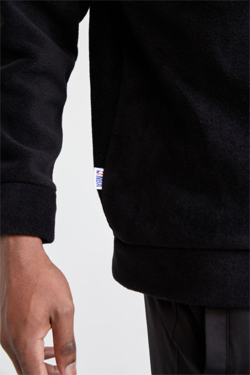 Erkek Siyah Oversıze Polar Sweatshirt