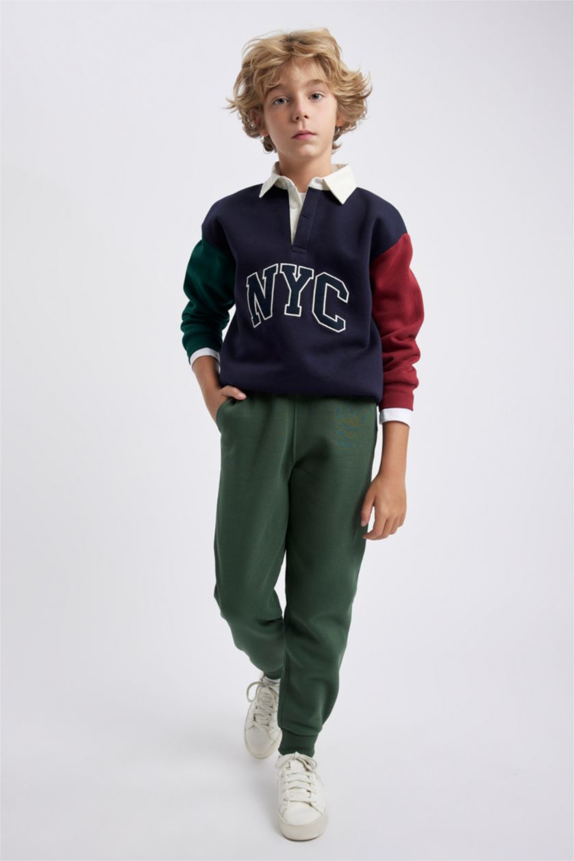 BOYS & TEENS Green Regular Fit Trousers