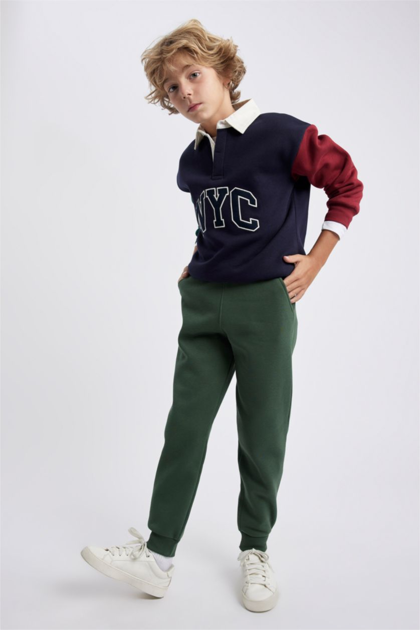 BOYS & TEENS Green Regular Fit Trousers