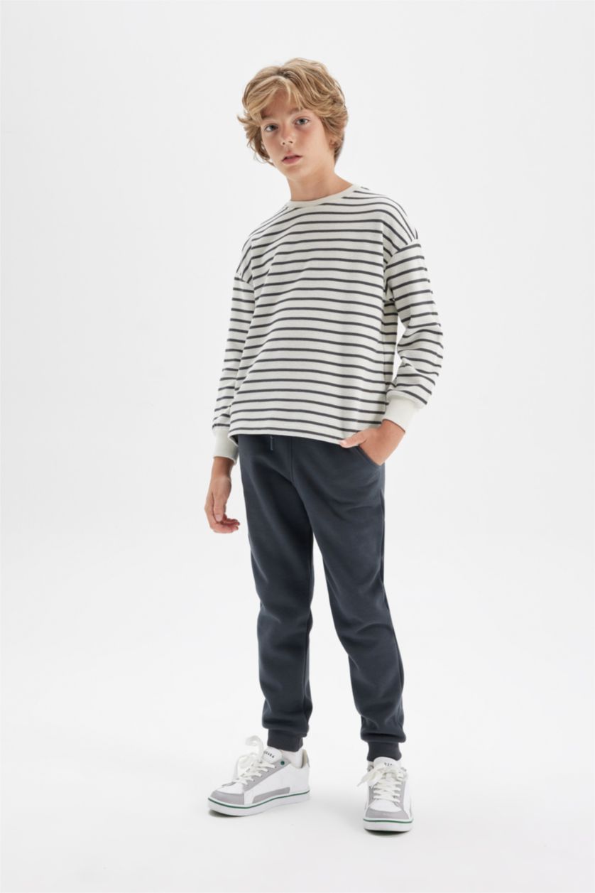 Erkek Çocuk - Genç Erkek Antrasit Erkek Çocuk Anstrasit Beli Paçası Lastikli Cepli Basic Düz Jogger Okul Eşofman Altı