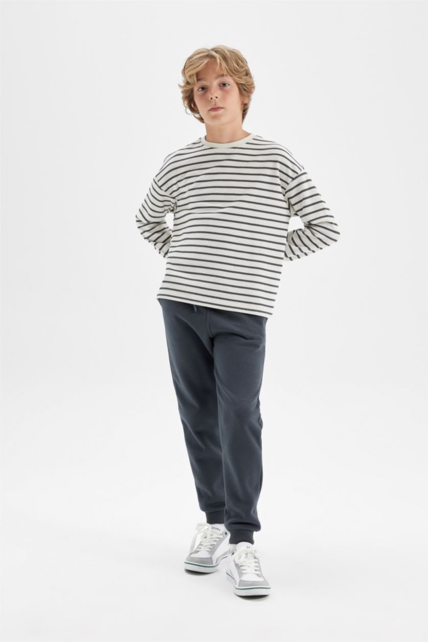 Erkek Çocuk - Genç Erkek Antrasit Erkek Çocuk Anstrasit Beli Paçası Lastikli Cepli Basic Düz Jogger Okul Eşofman Altı