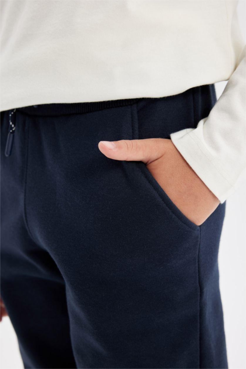 Erkek Çocuk - Genç Erkek Lacivert Erkek Çocuk Lacivert Beli Paçası Lastikli Cepli Jogger Okul Eşofman Altı