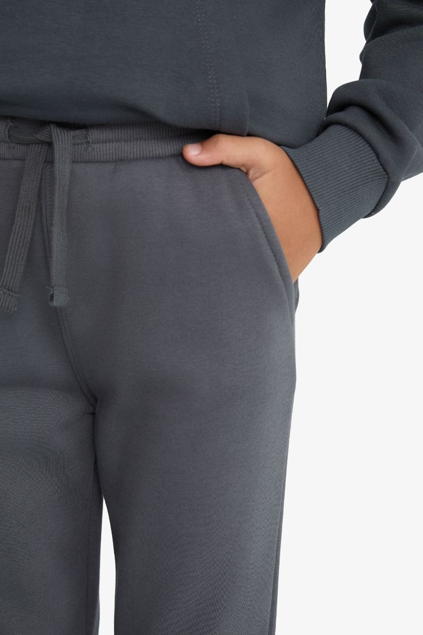 Erkek Çocuk - Genç Erkek Antrasit Beli Lastikli Kalın Eşofman Altı Erkek Çocuk