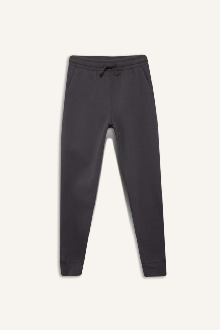 Erkek Çocuk - Genç Erkek Antrasit Beli Lastikli Kalın Eşofman Altı Erkek Çocuk