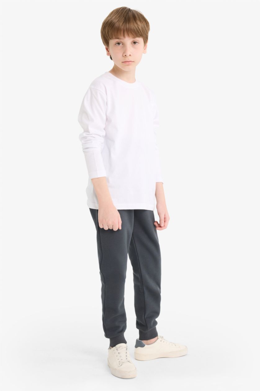 BOYS & TEENS Anthracite Boy Printed Elastic Waist Sweatpants