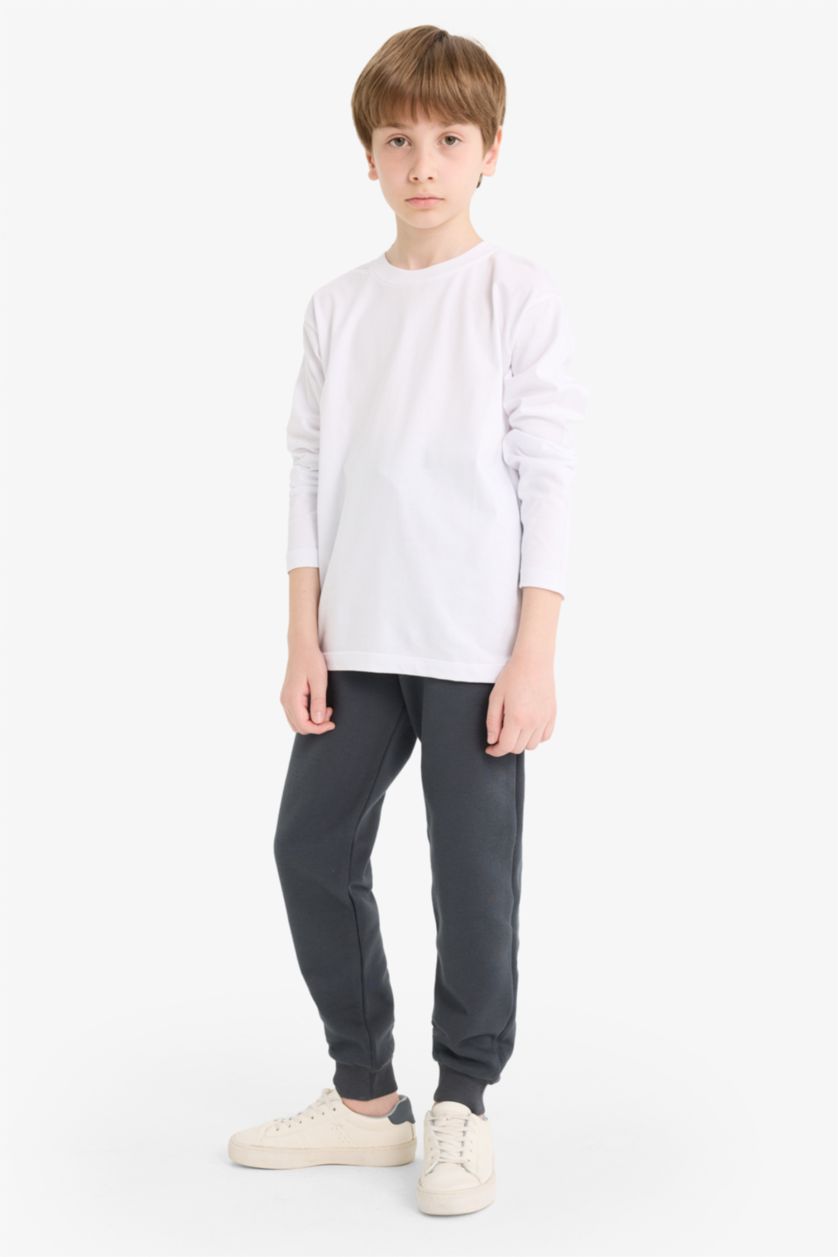 BOYS & TEENS Anthracite Boy Printed Elastic Waist Sweatpants