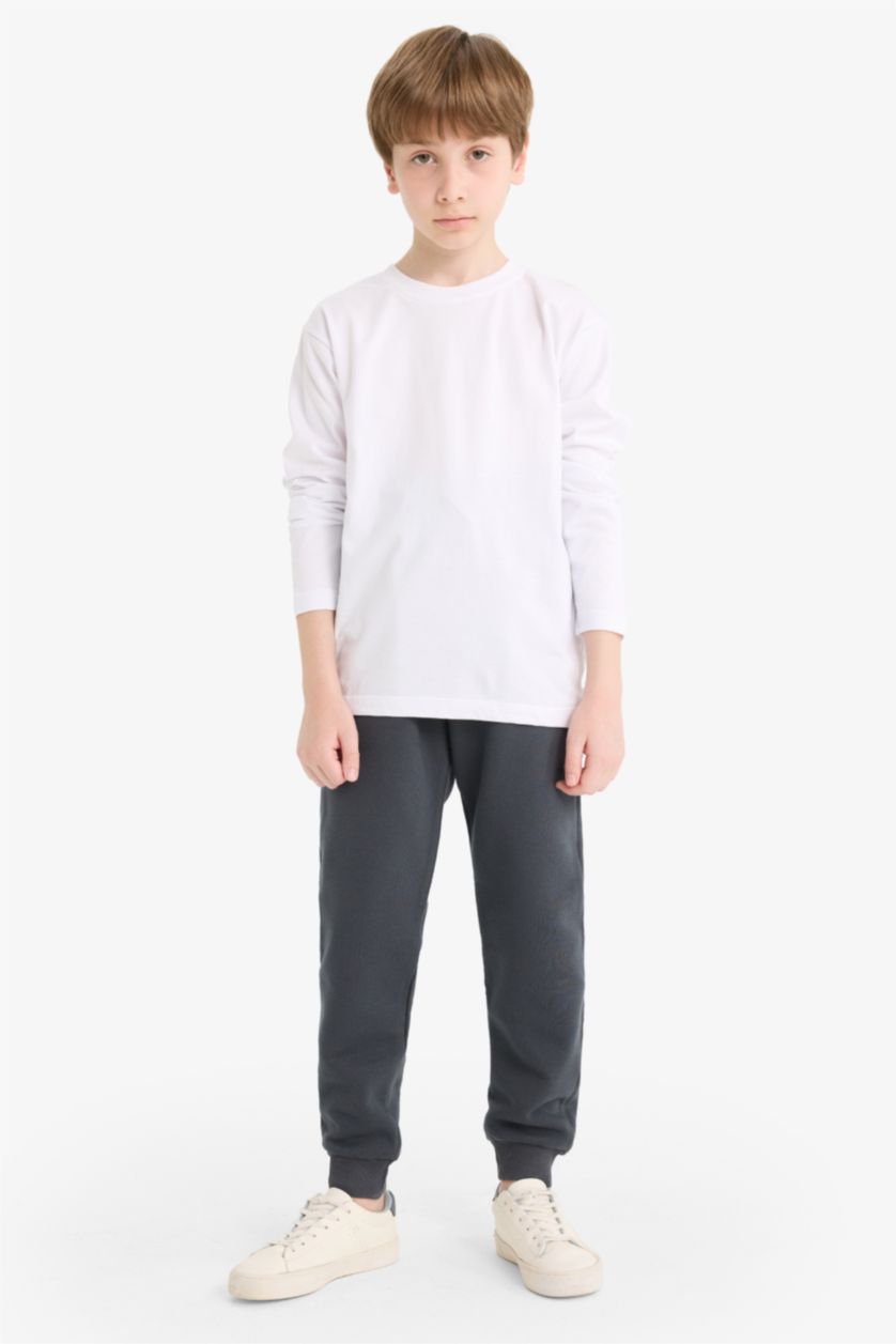 BOYS & TEENS Anthracite Boy Printed Elastic Waist Sweatpants