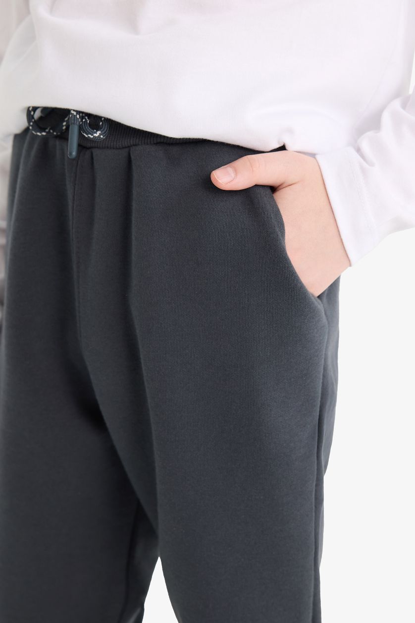 Erkek Çocuk - Genç Erkek Antrasit Beli Lastikli Kalın Eşofman Alt Erkek Çocuk