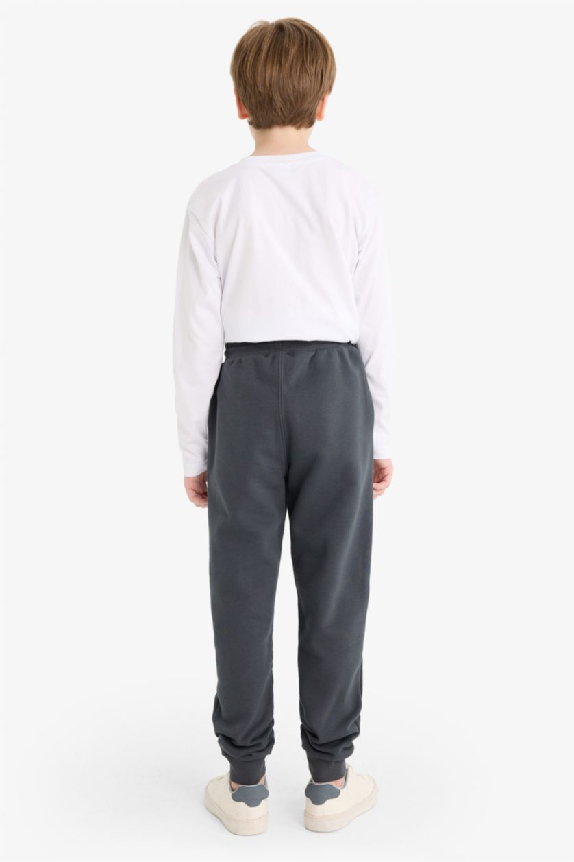 Erkek Çocuk - Genç Erkek Antrasit Beli Lastikli Kalın Eşofman Alt Erkek Çocuk