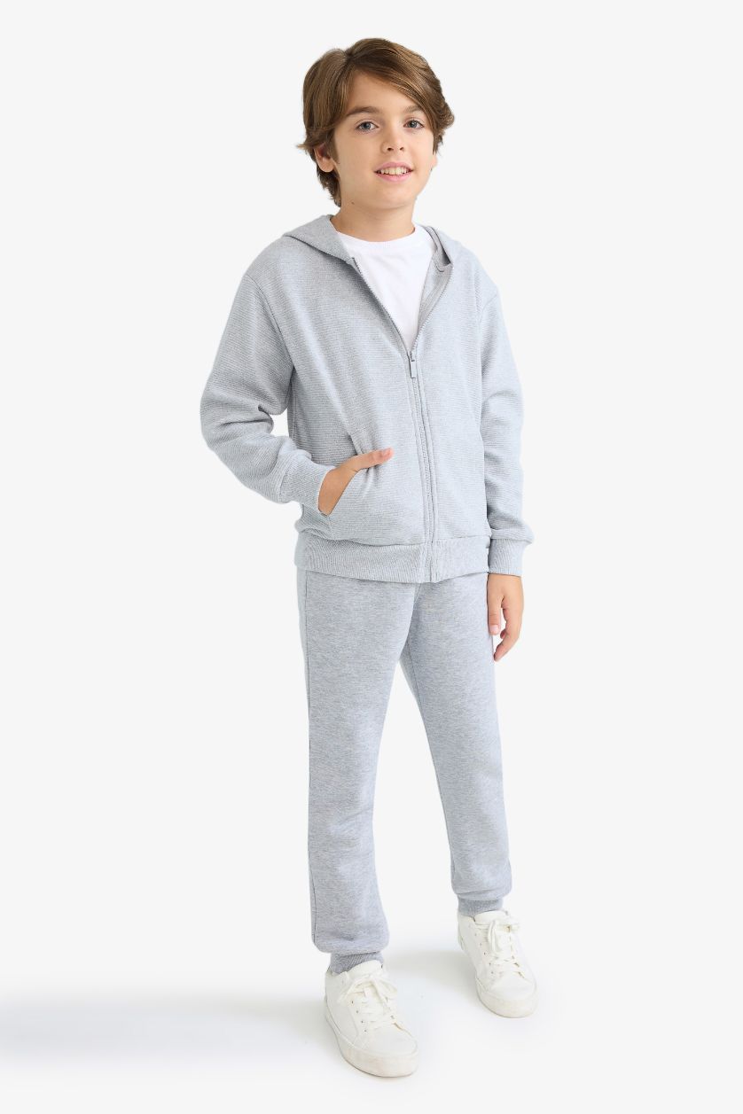 BOYS & TEENS Grey Melange Boy Regular Fit Elastic Waist Sweatpants