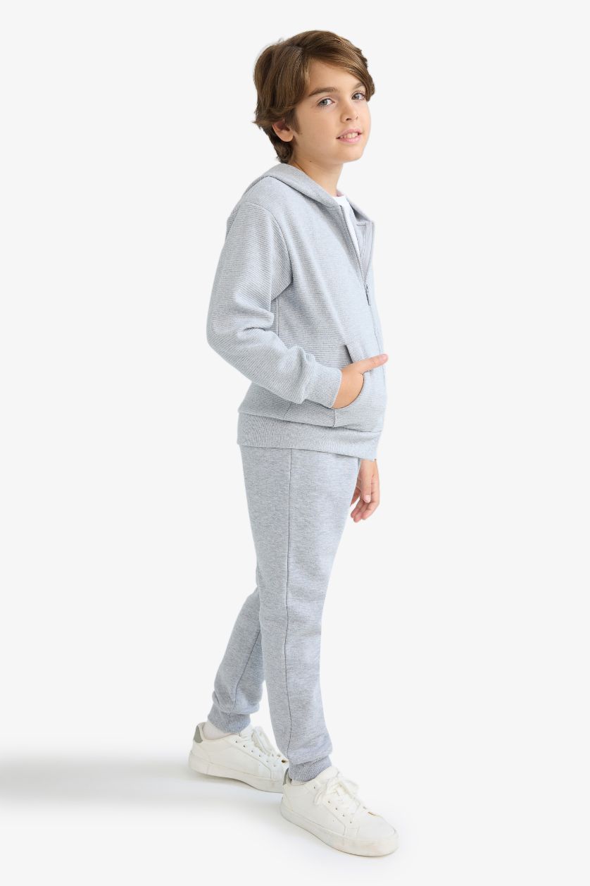 BOYS & TEENS Grey Melange Boy Regular Fit Elastic Waist Sweatpants