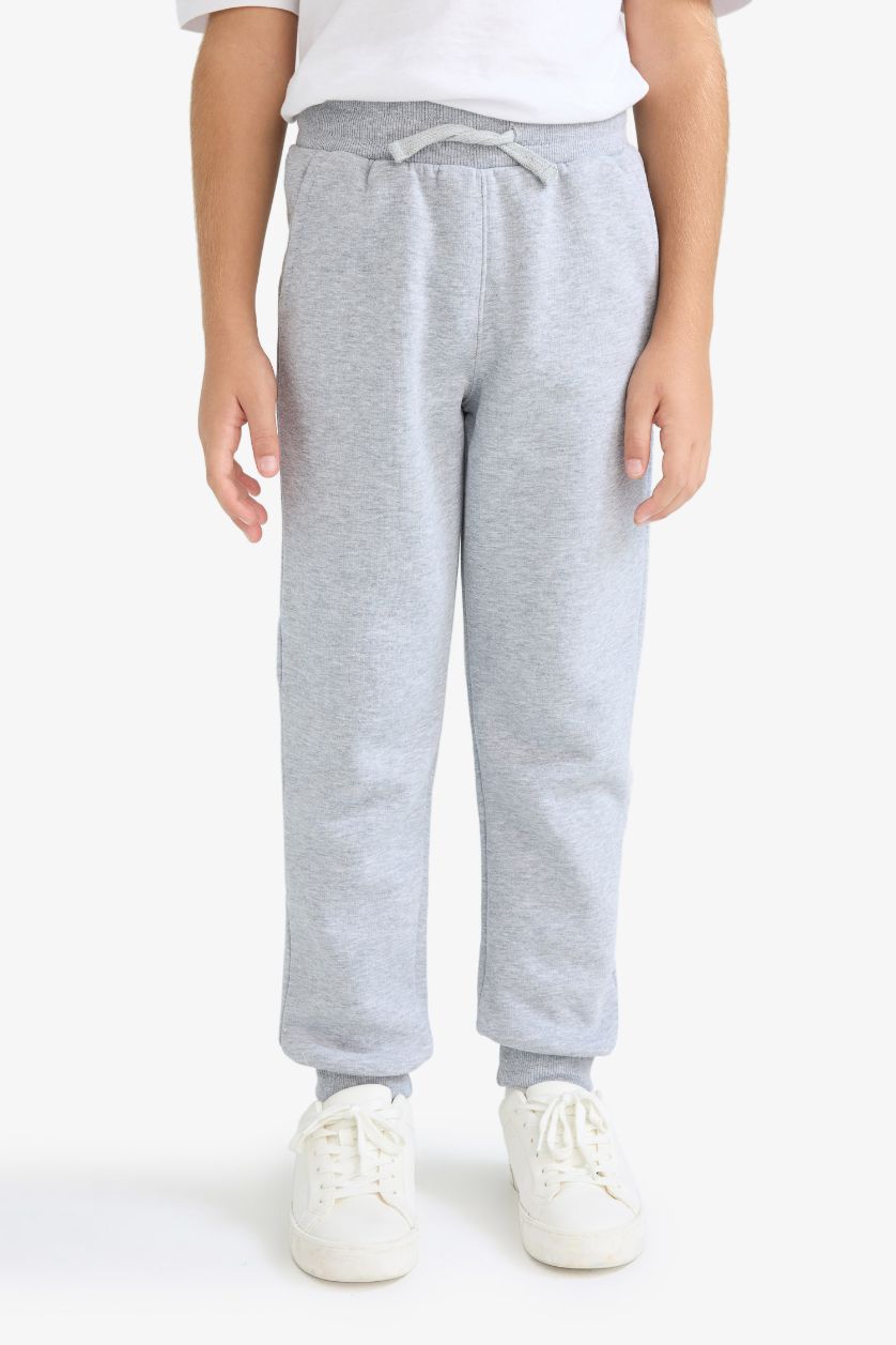BOYS & TEENS Grey Melange Boy Regular Fit Elastic Waist Sweatpants