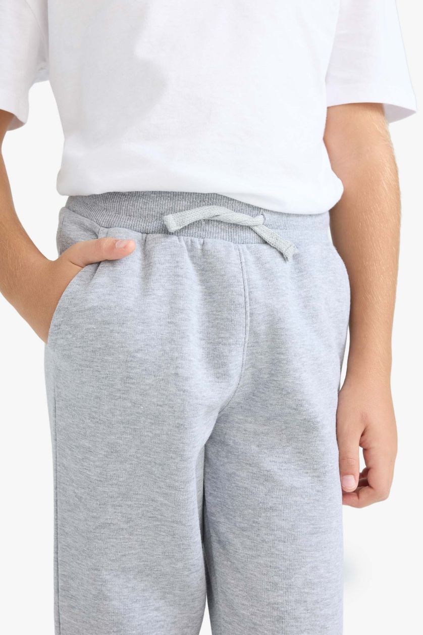 BOYS & TEENS Grey Melange Boy Regular Fit Elastic Waist Sweatpants