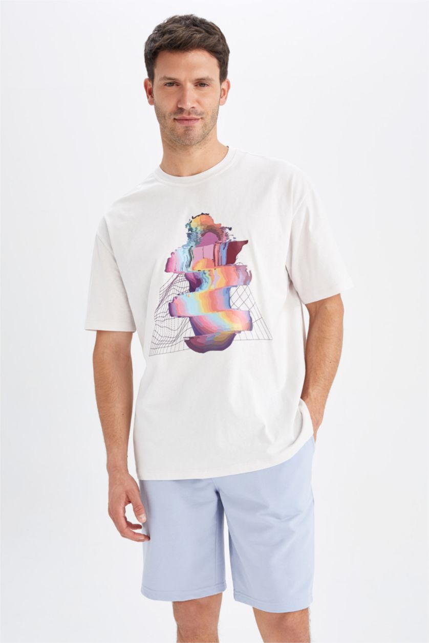 Erkek Açık Mavi Regular Fit Pamuklu Penye Şort