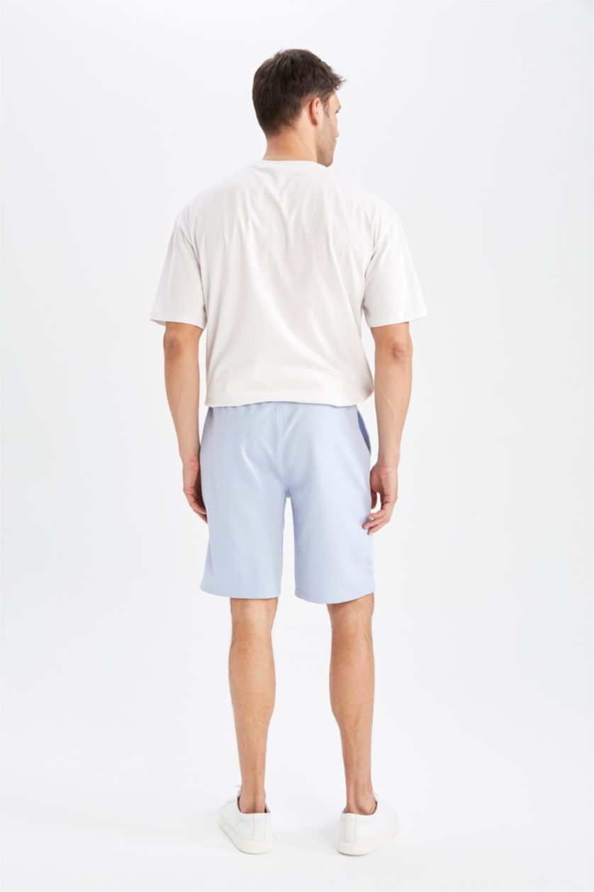 Erkek Açık Mavi Regular Fit Pamuklu Penye Şort