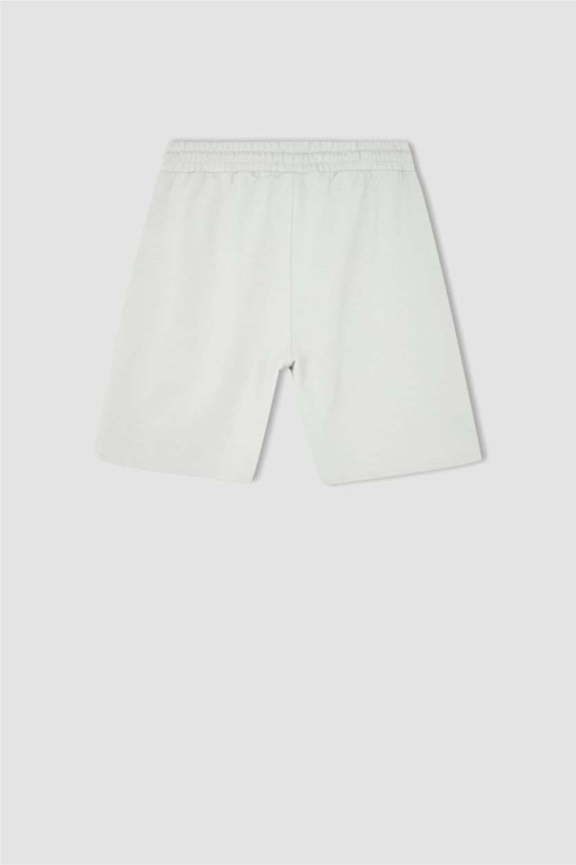 Erkek Açık Gri Regular Fit Pamuklu Penye Şort