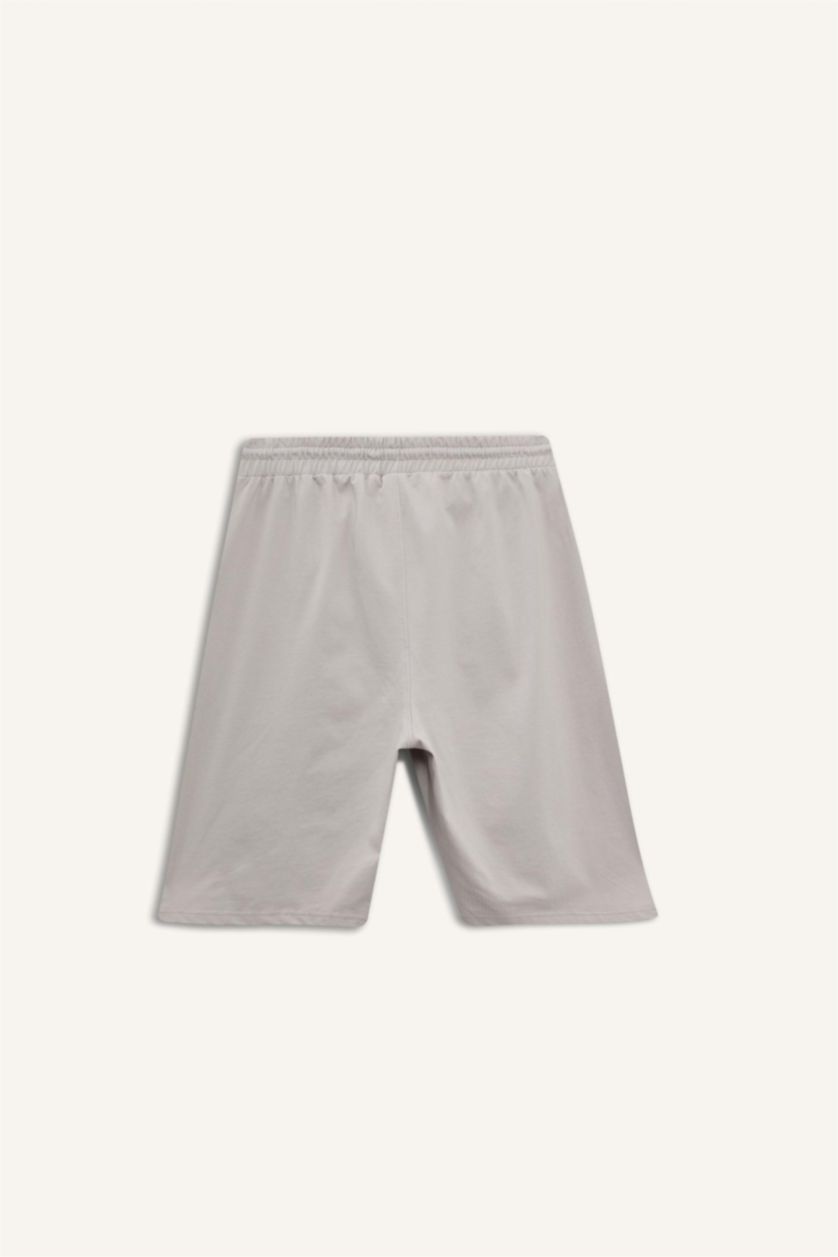 رجال اللون الرملي شورت برمودا سادة قطن سليم فيت بجيب