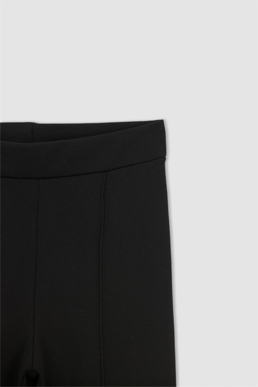 FEMME Noir Pantalon palazzo tissé à taille haute