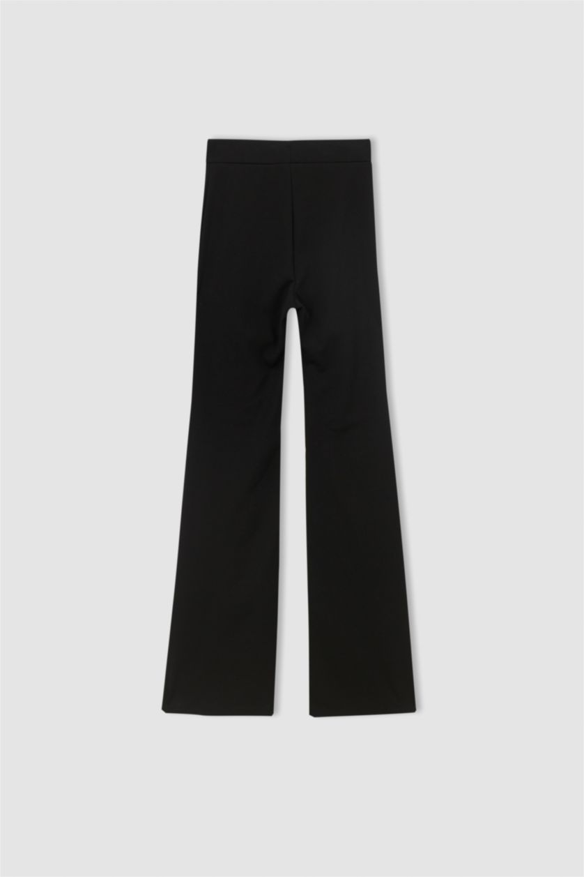 FEMME Noir Pantalon palazzo tissé à taille haute
