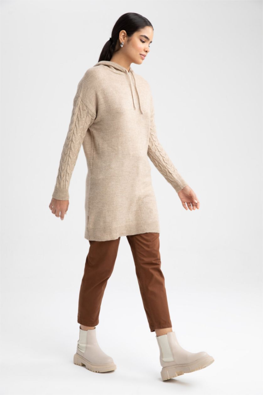 حريمي بني بنطلون باجي قطن بخصر مطاطي