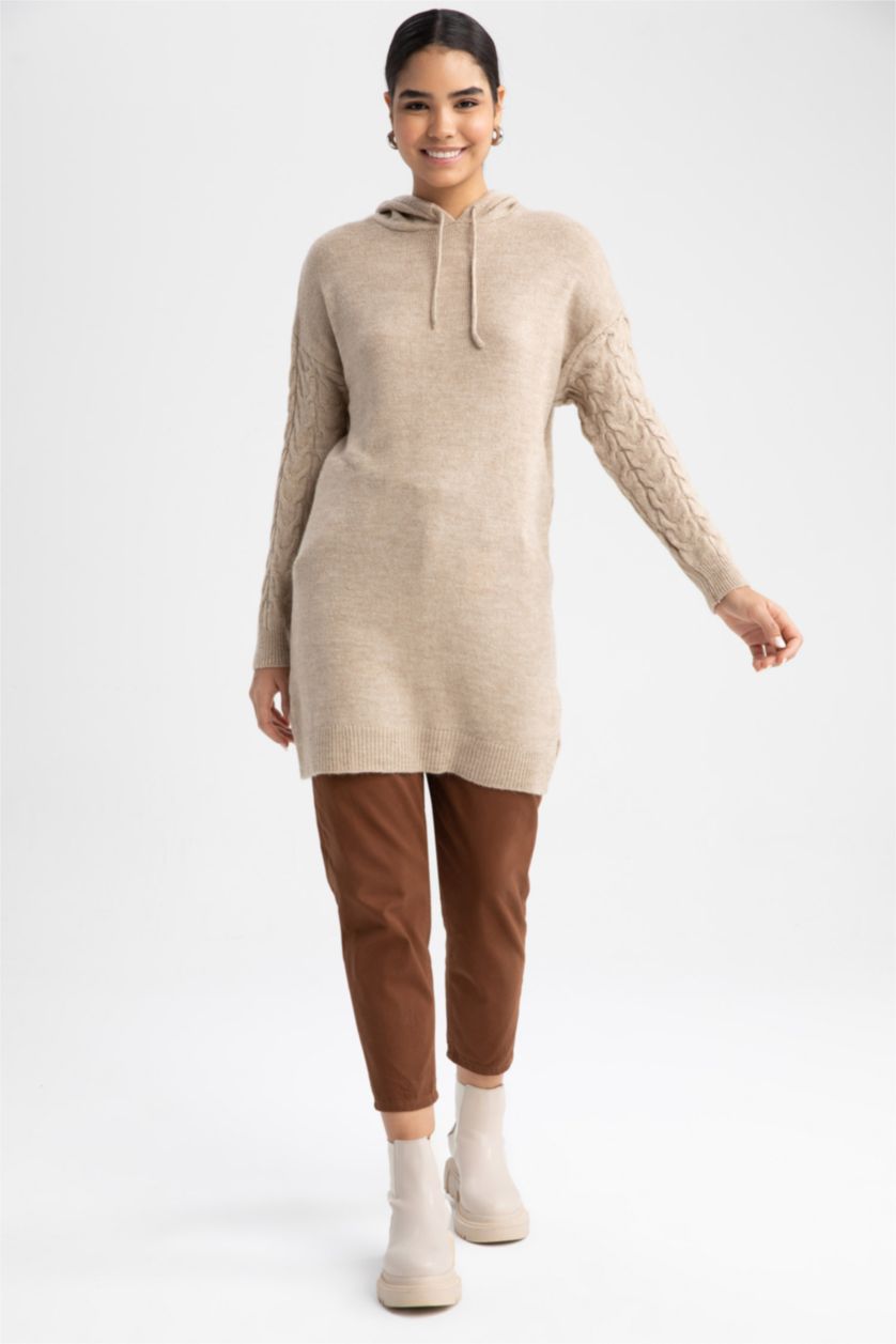 حريمي بني بنطلون باجي قطن بخصر مطاطي