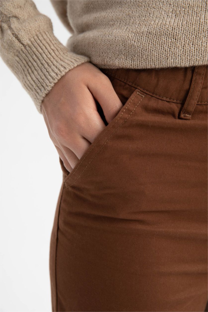 حريمي بني بنطلون باجي قطن بخصر مطاطي