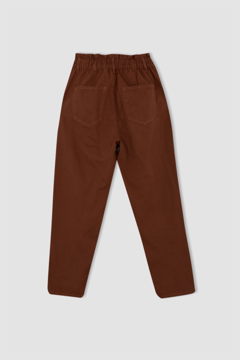 حريمي بني بنطلون باجي قطن بخصر مطاطي