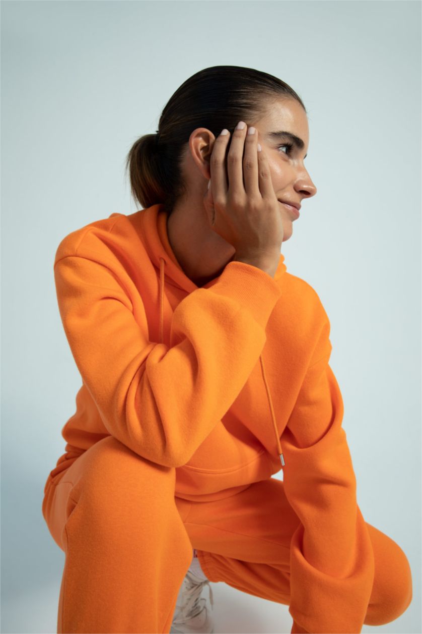 FEMME Orange Sweat À Capuche Regular Fit İmprimé
