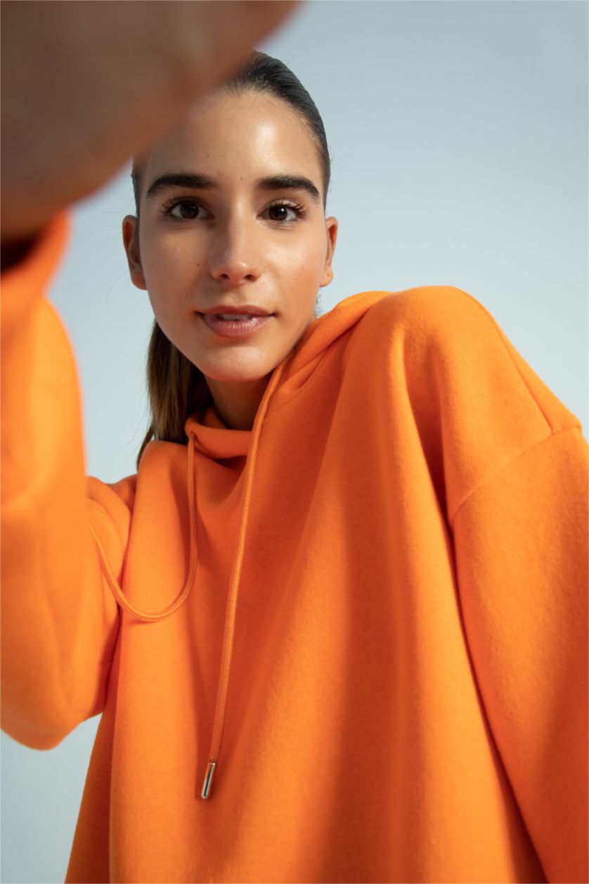 FEMME Orange Sweat À Capuche Regular Fit İmprimé