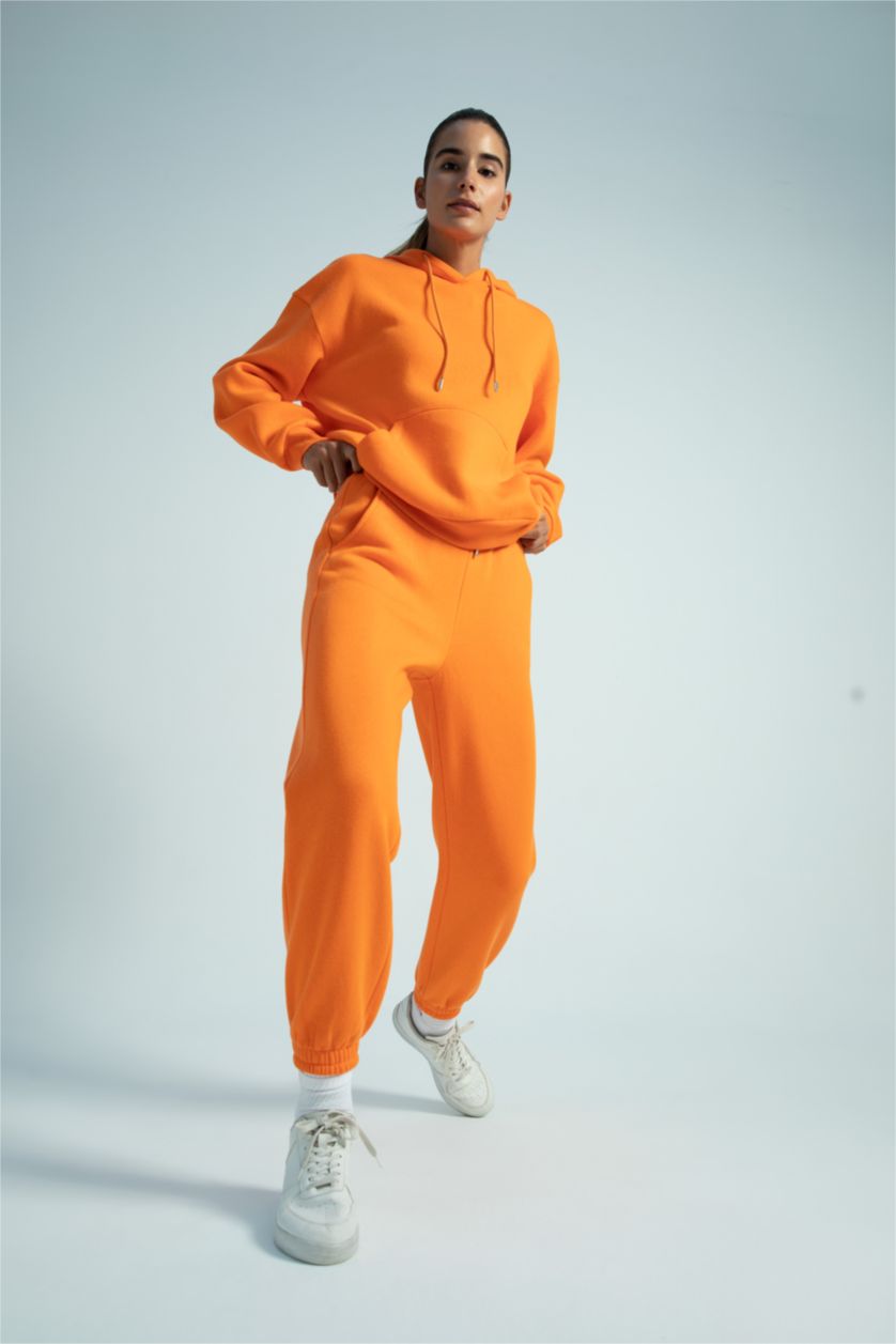 FEMME Orange Sweat À Capuche Regular Fit İmprimé