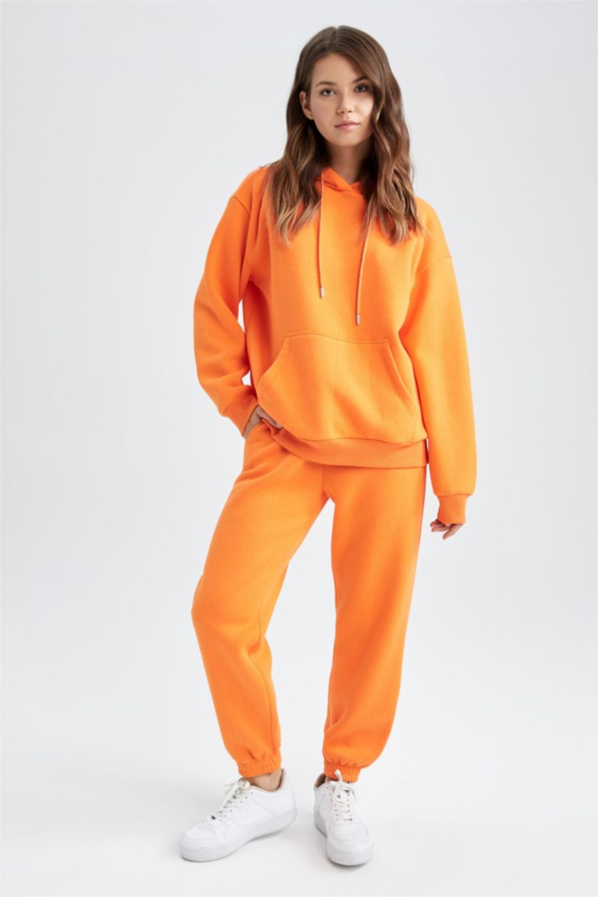 FEMME Orange Sweat À Capuche Regular Fit İmprimé