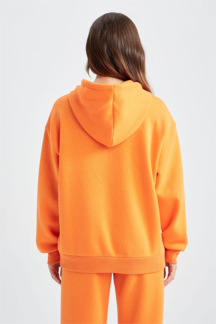 FEMME Orange Sweat À Capuche Regular Fit İmprimé