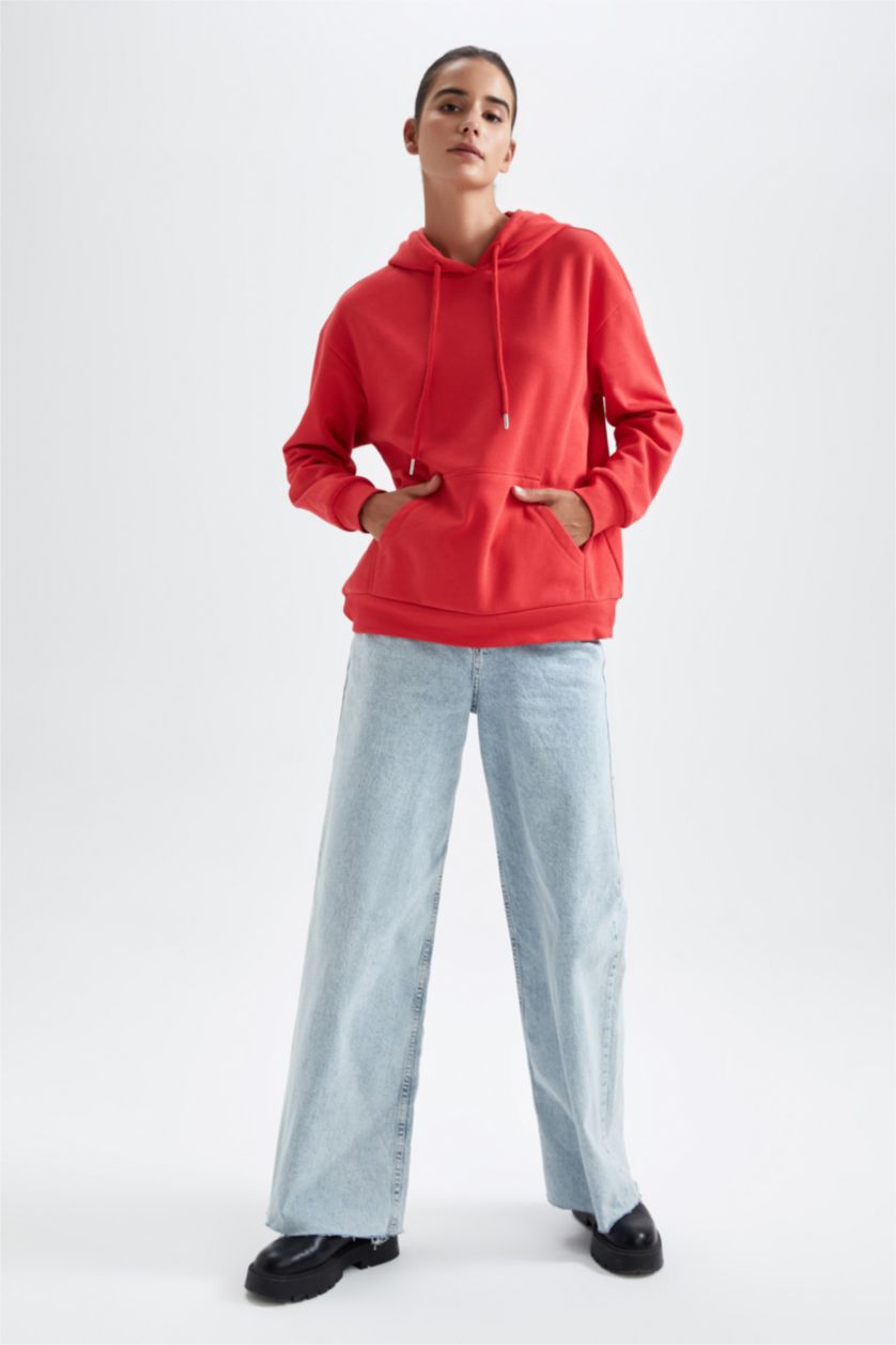 FEMME Rouge Sweat À Capuche Regular Fit İmprimé