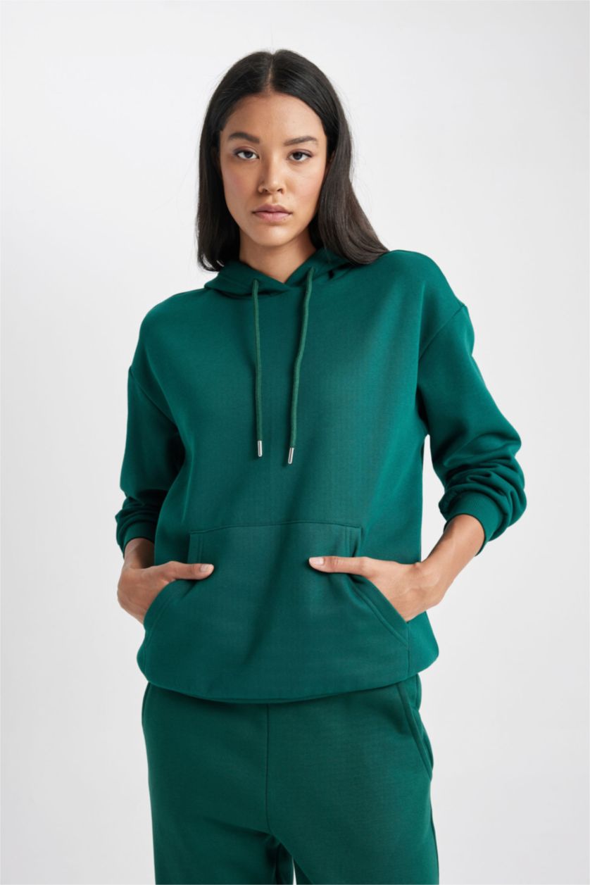 FEMME Vert Foncé Relax Fit Thick Sweatshirt Fabric Sweatshirt