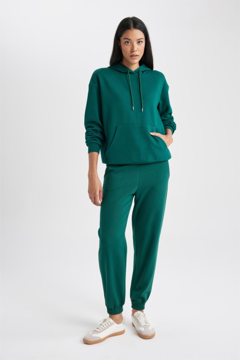 FEMME Vert Foncé Relax Fit Thick Sweatshirt Fabric Sweatshirt