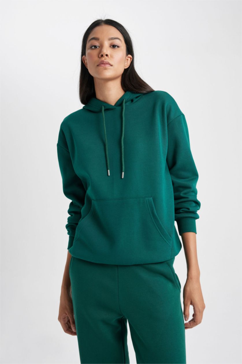 FEMME Vert Foncé Relax Fit Thick Sweatshirt Fabric Sweatshirt