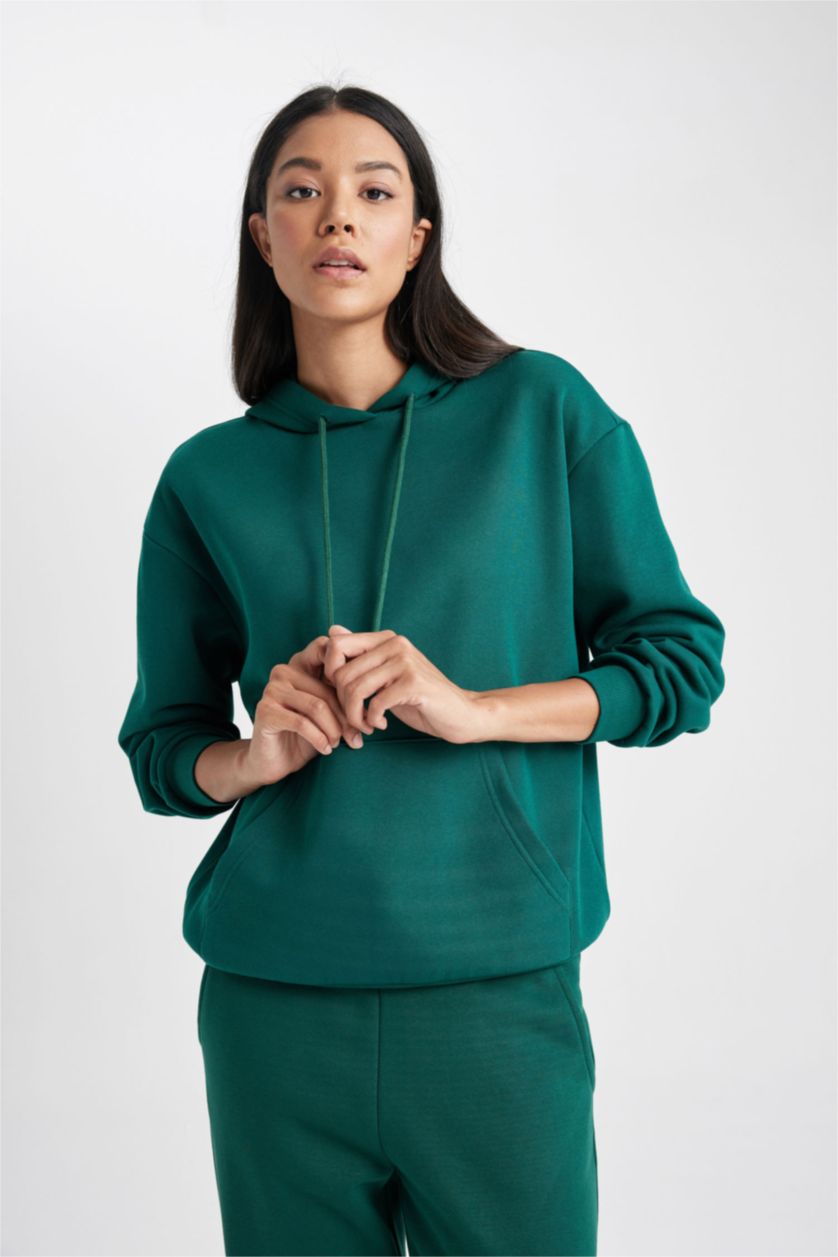 FEMME Vert Foncé Relax Fit Thick Sweatshirt Fabric Sweatshirt